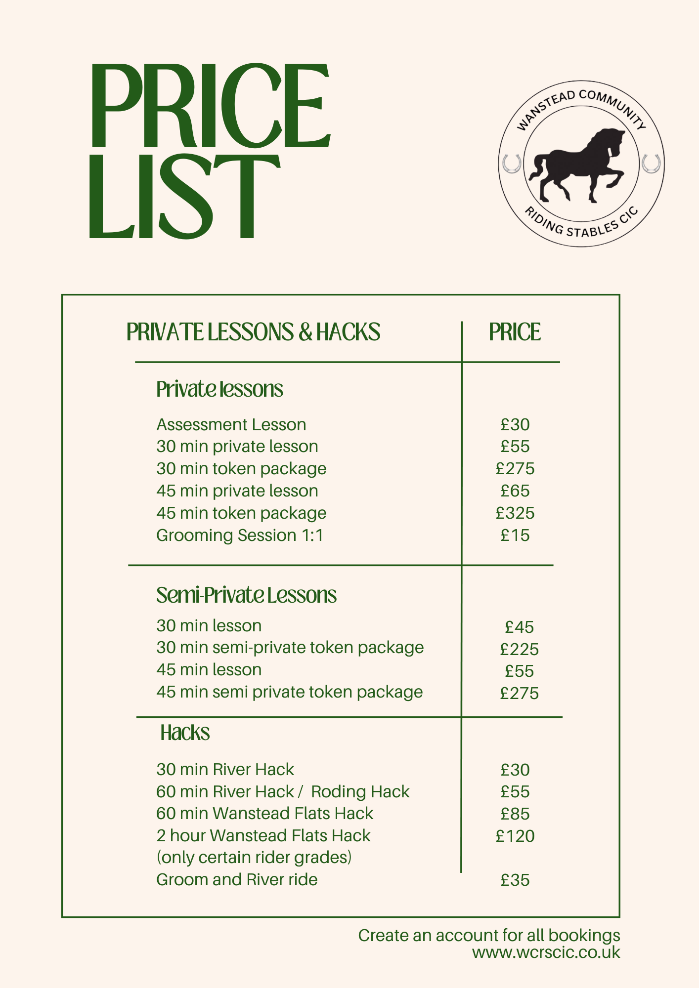 2026 Price List